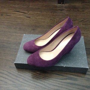 VIA SPIGA FIONA SUEDE LEATHER WEDGE PUMPS Mulberry Purple 5.5